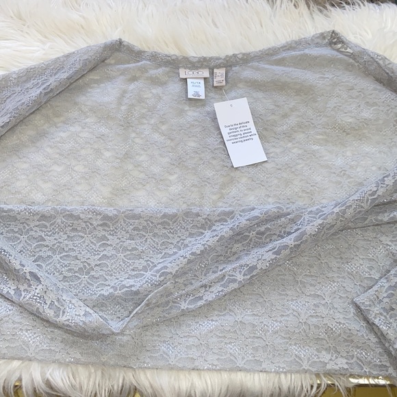 Logo by Lori Goldstein Lace Cover Up Top Chiffon Long sleeves size  XL/1X Rare - Picture 15 of 15